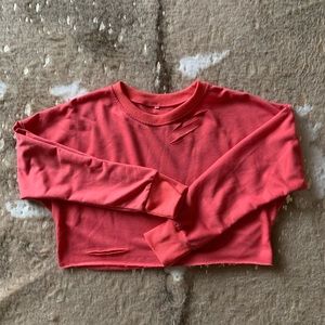 ZAFUL cropped distressed crewneck long sleeve